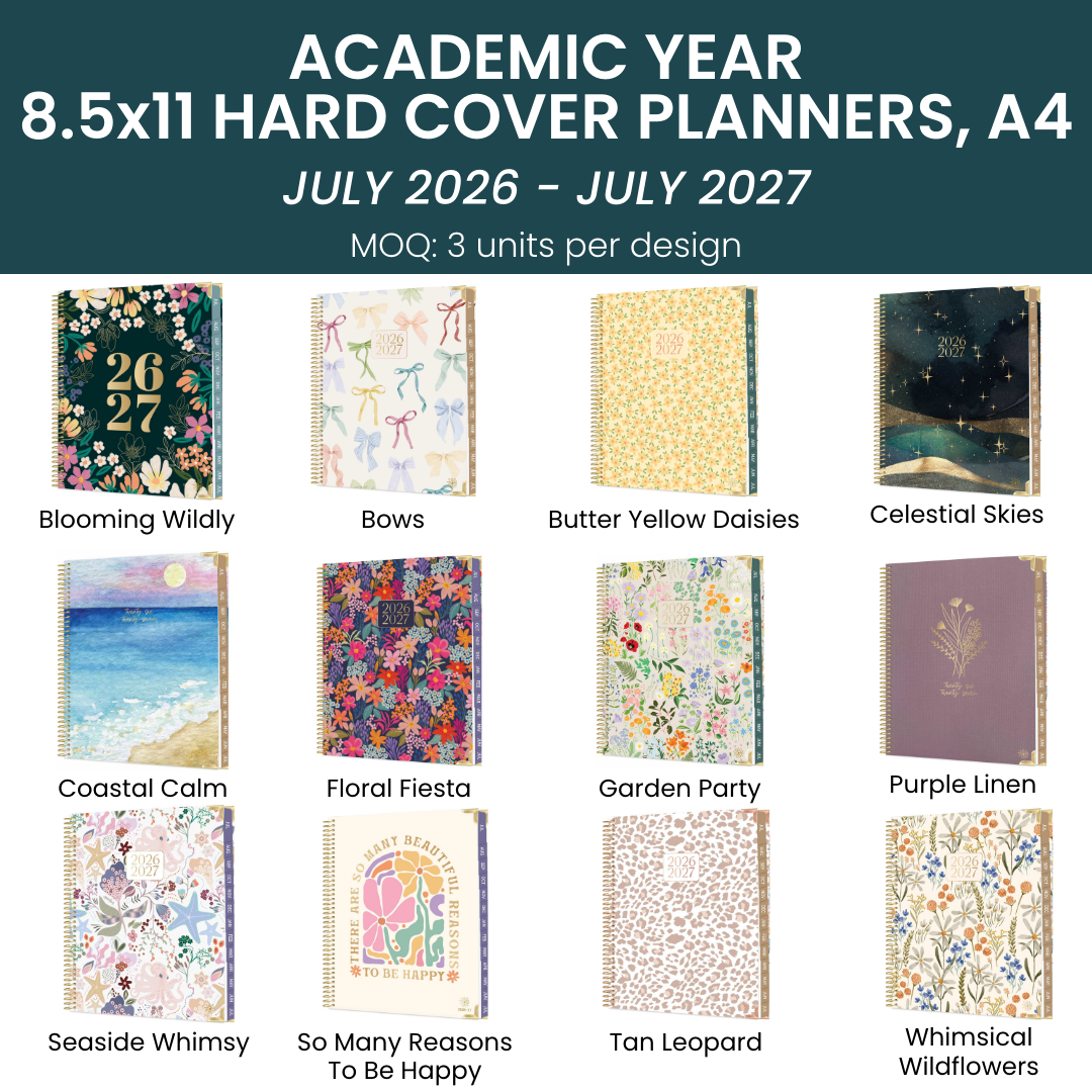 2026-27 Hard Cover Academic Planner, 8.5x11 Size (A4)