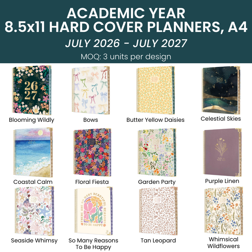 2026-27 Hard Cover Academic Planner, 8.5x11 Size (A4)