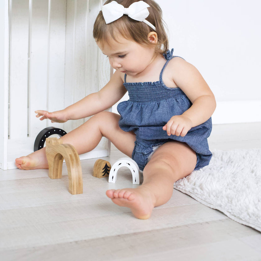Bamboo Nesting Bear - Wooden Stacker Puzzle Toy
