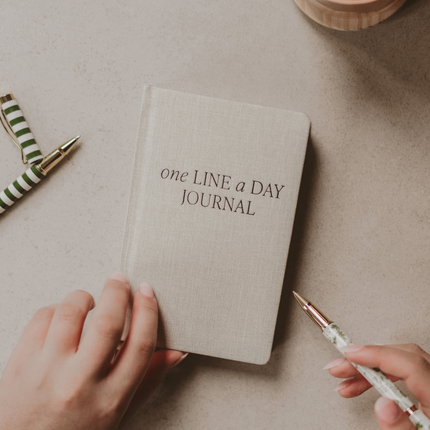 Tan One Line A Day Fabric Journal - Stationery Gifts