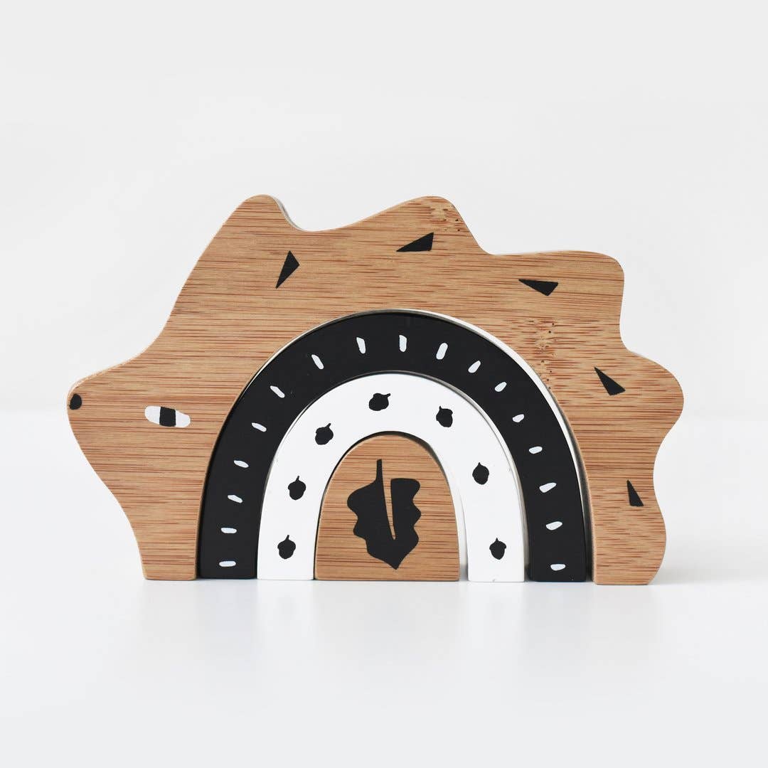 Bamboo Nesting Hedgehog - Wooden Stacker Puzzle Toy
