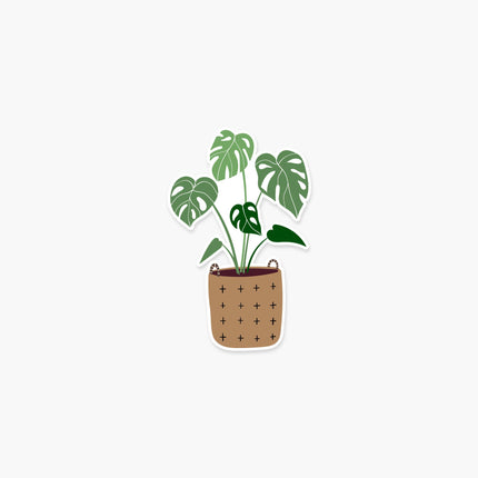 Monstera in a basket 2 x 3.25 in - Plant Sticker