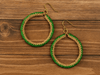 Golden Green Black Beaded Earring | Bead Hoops | Glass Beads