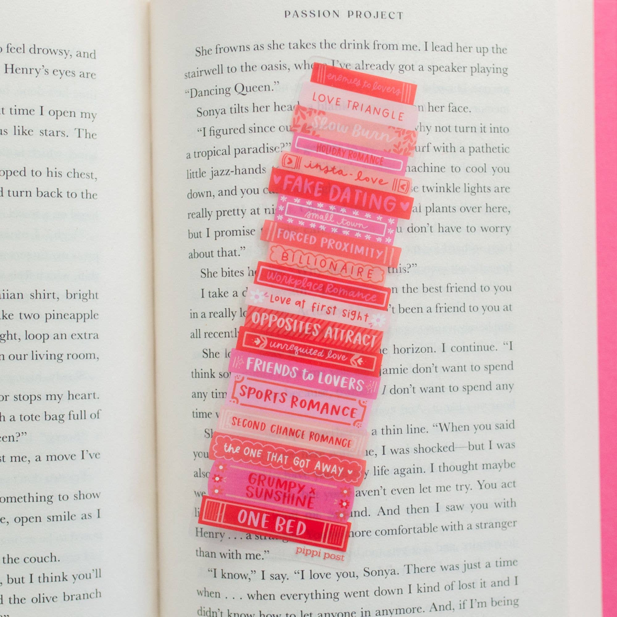 Romance Tropes Book Stack Transparent Bookmark