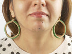 Golden Green Black Beaded Earring | Bead Hoops | Glass Beads