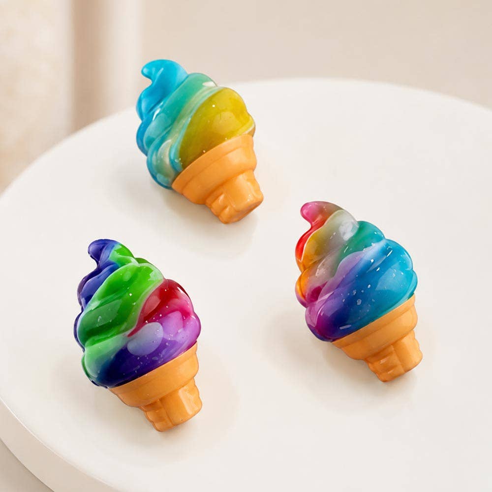 12PCS - Glitter Ice Cream Cone Squeeze Squishy Stress Relief Toy