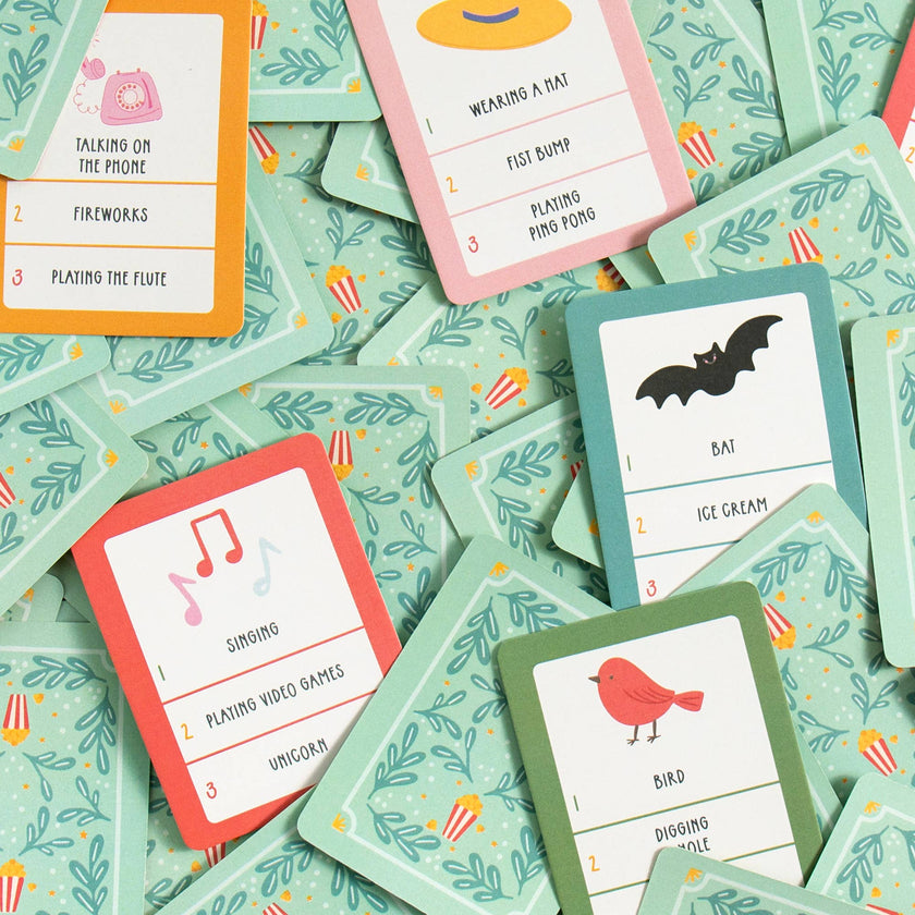 Kids Charades Game - Deck of Cards + Storage Tin