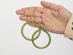 Golden Green Black Beaded Earring | Bead Hoops | Glass Beads