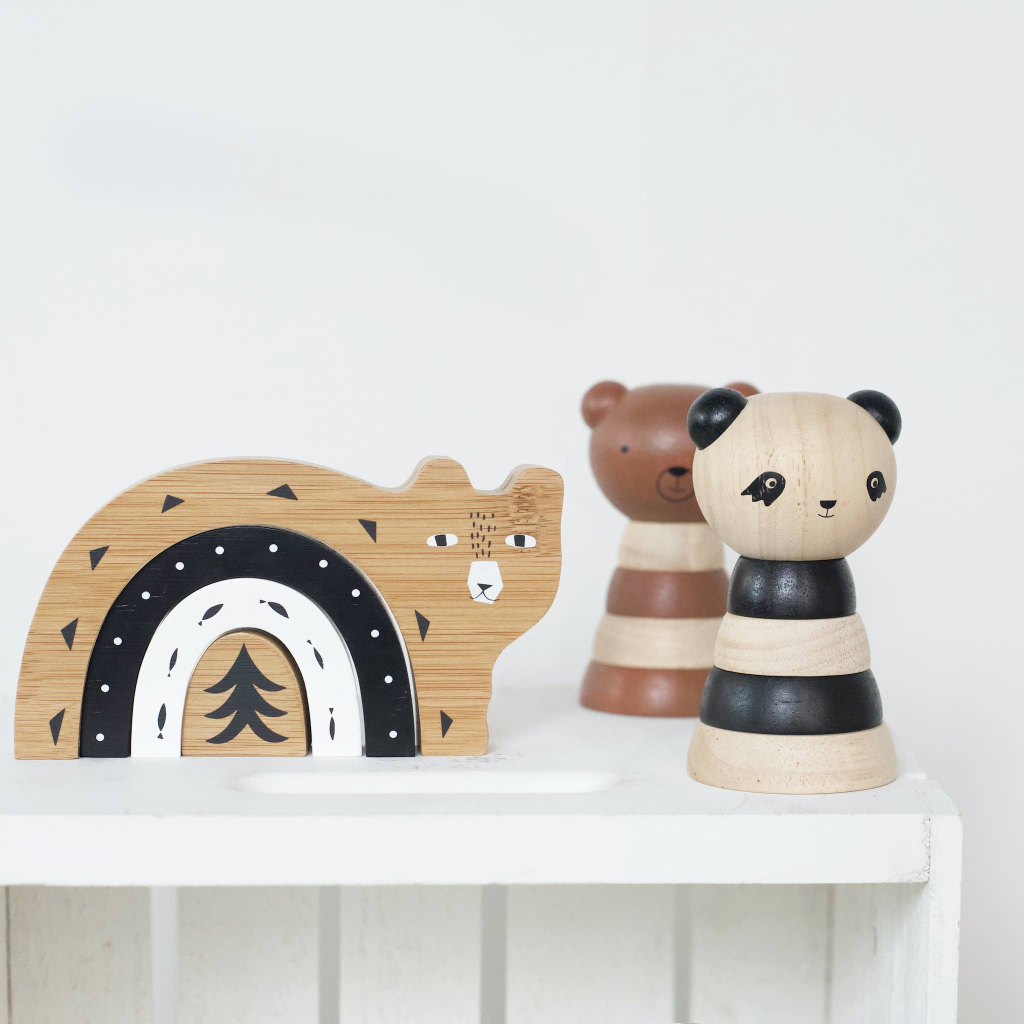 Bamboo Nesting Bear - Wooden Stacker Puzzle Toy