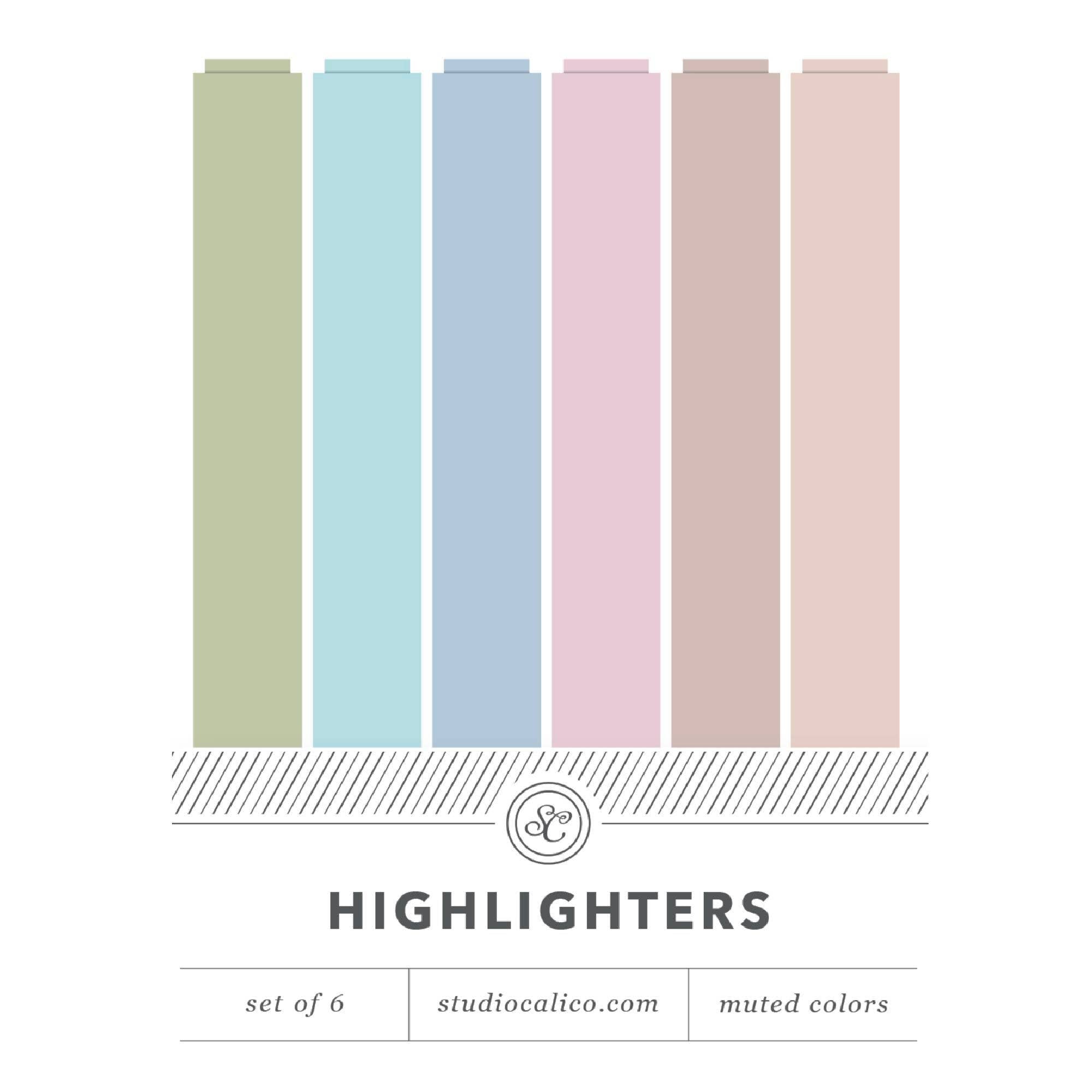 Muted Highlighter Set of 6 Colors