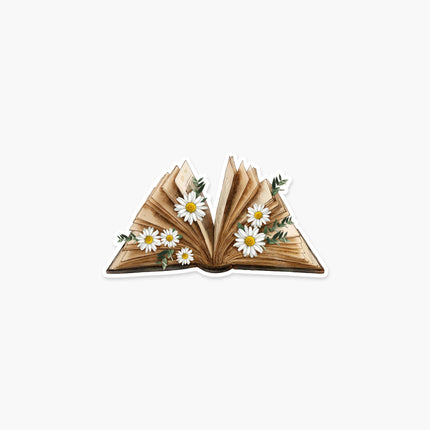 Vintage Book with Daisies - Everyday Sticker