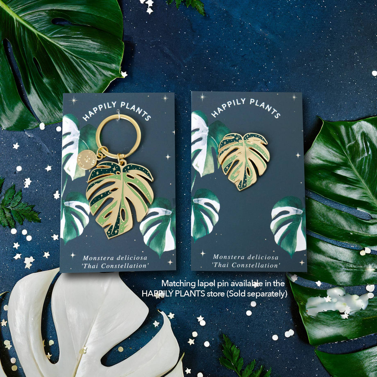 Monstera Thai Constellation Plant Keychain Charm Plant Gifts