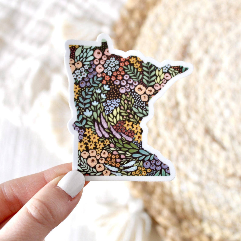Minnesota 3x3in. Floral State Sticker