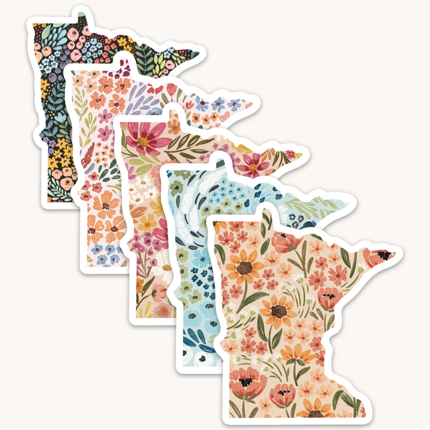 Minnesota 3x3in. Floral State Sticker