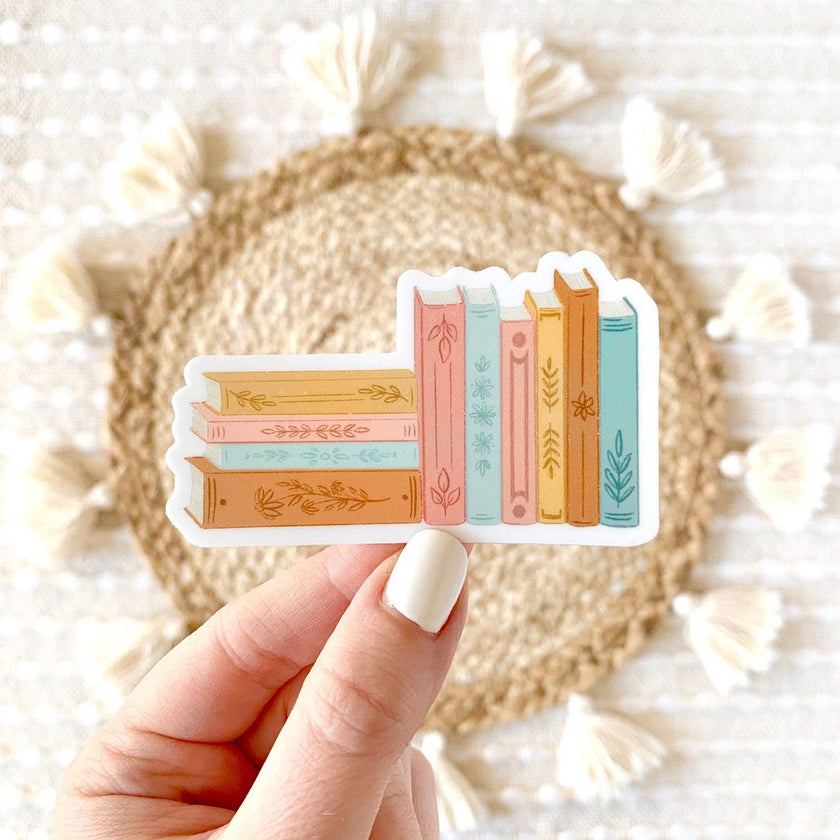 Stack of Books Vinyl Sticker 3x1.75in | Bookish & Reading