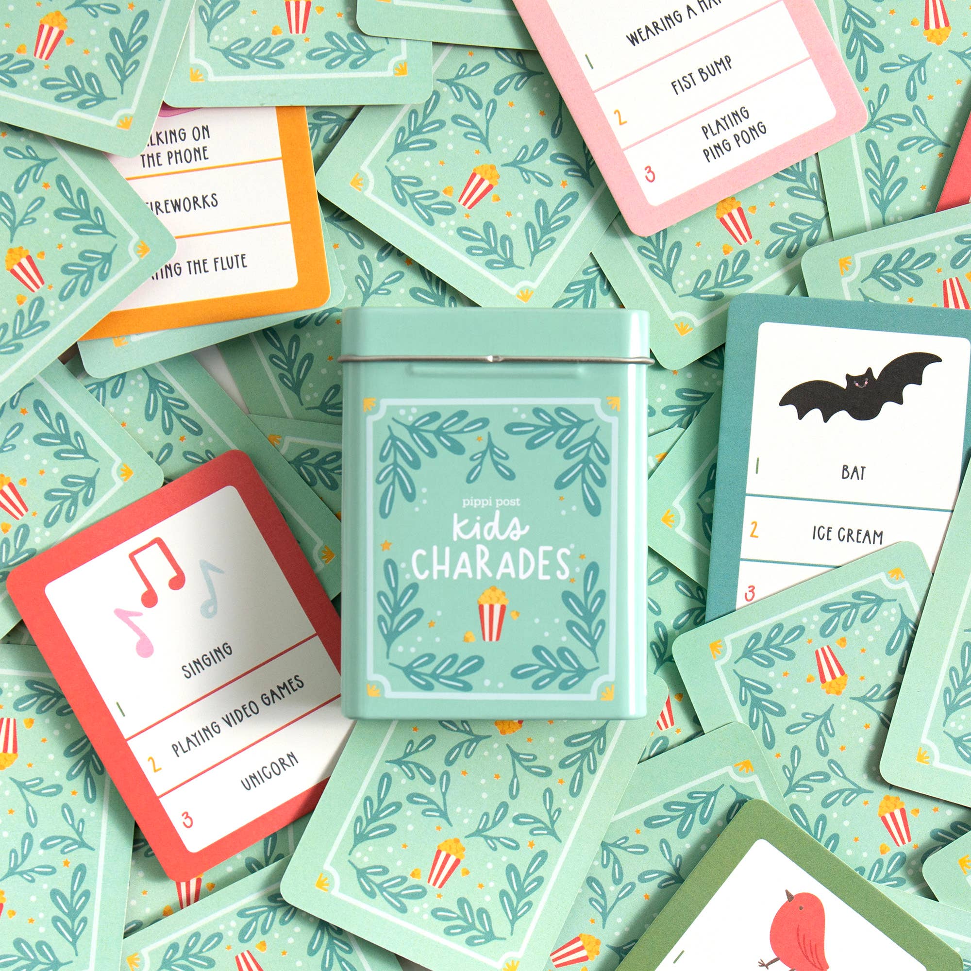 Kids Charades Game - Deck of Cards + Storage Tin