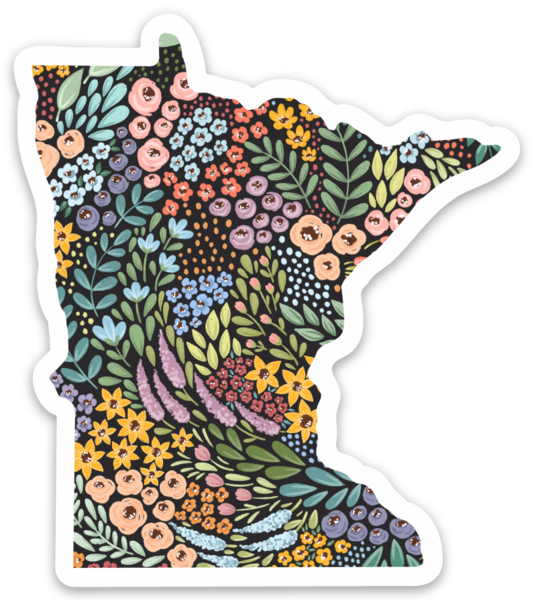 Minnesota 3x3in. Floral State Sticker
