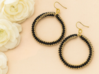 Golden Green Black Beaded Earring | Bead Hoops | Glass Beads