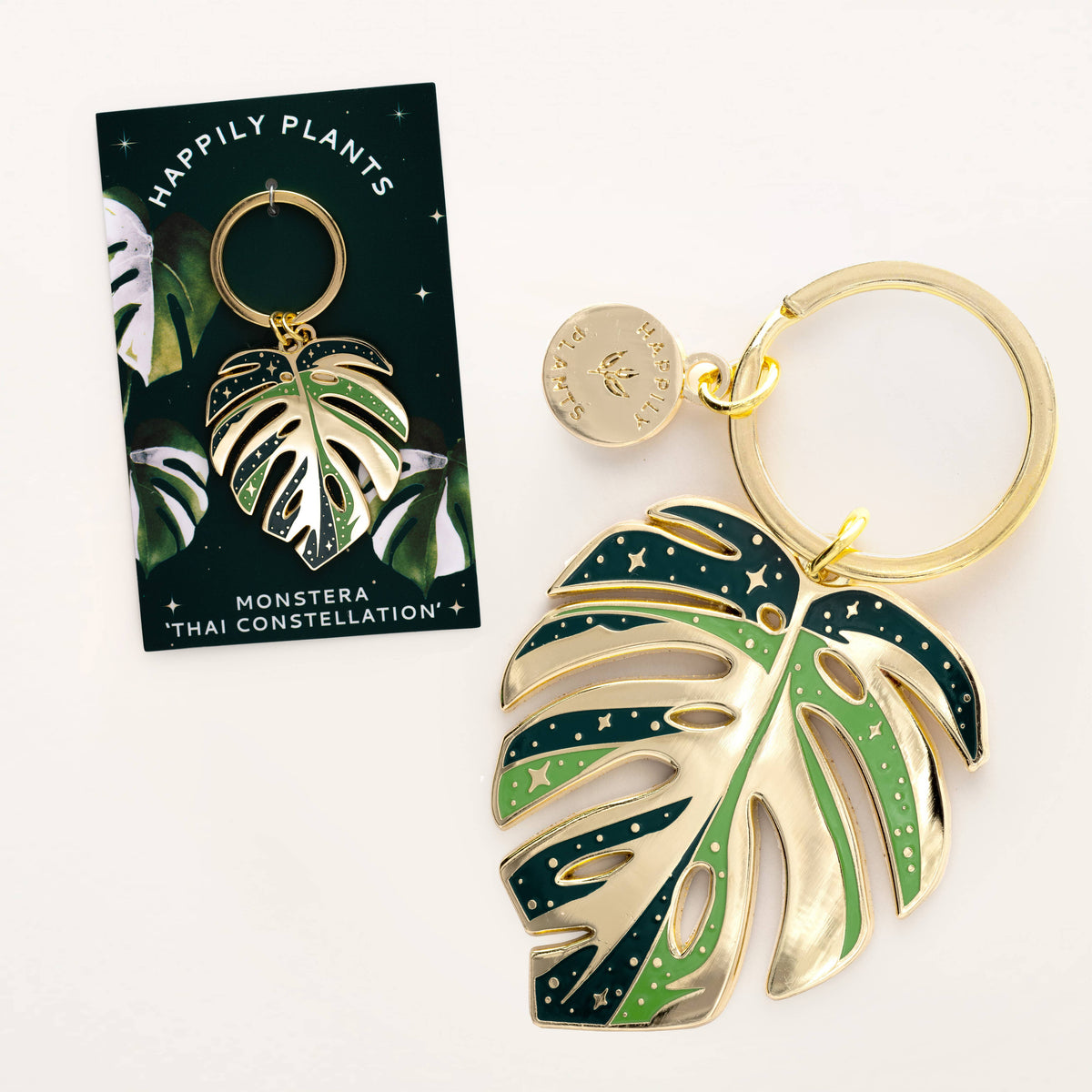 Monstera Thai Constellation Plant Keychain Charm Plant Gifts