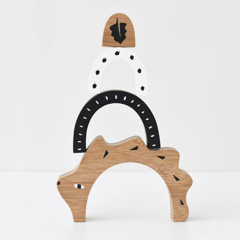 Bamboo Nesting Hedgehog - Wooden Stacker Puzzle Toy