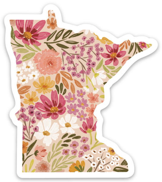 Minnesota 3x3in. Floral State Sticker