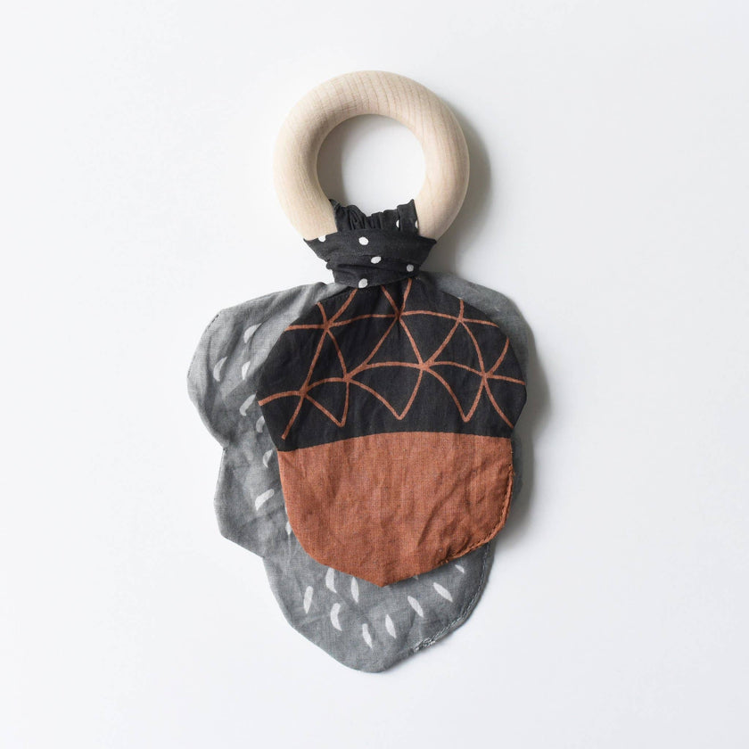 Acorn Crinkle Ring Teether for Baby