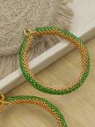 Golden Green Black Beaded Earring | Bead Hoops | Glass Beads