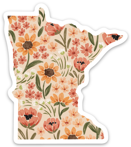 Minnesota 3x3in. Floral State Sticker