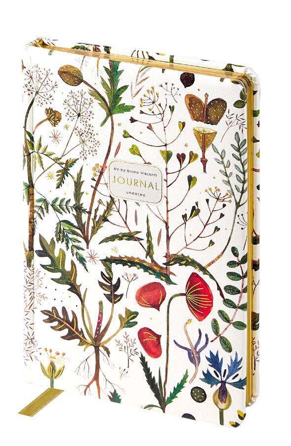 A6 Vegan Leather Hardcover Daily Planner -Greens and Flowers