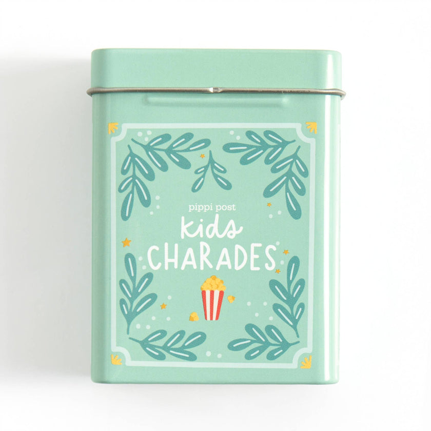 Kids Charades Game - Deck of Cards + Storage Tin