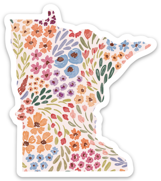 Minnesota 3x3in. Floral State Sticker