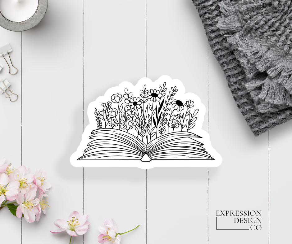 Floral Book Vinyl Sticker