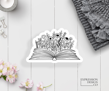 Floral Book Vinyl Sticker