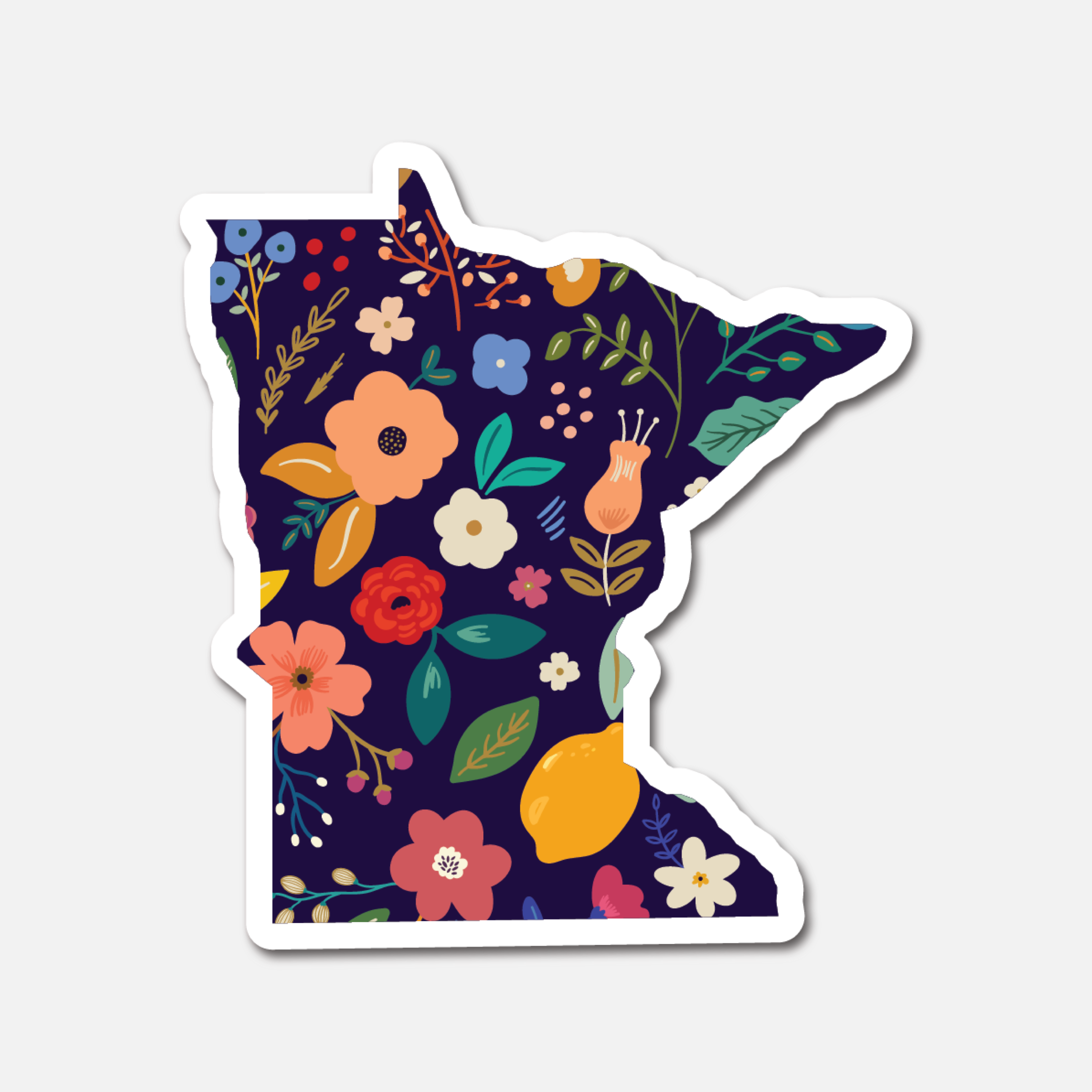Minnesota Navy Floral State Sticker